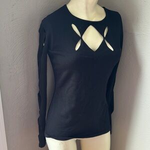 Bailey 44 cut out sexy black long sleeve top XS